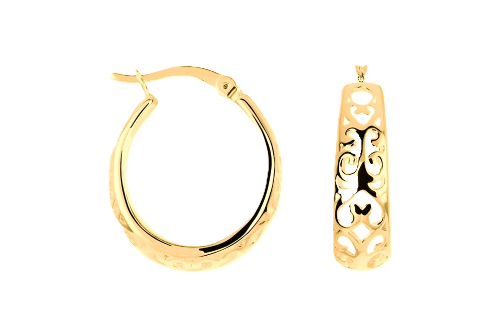 Sterling silver with cut-out design hoop earring