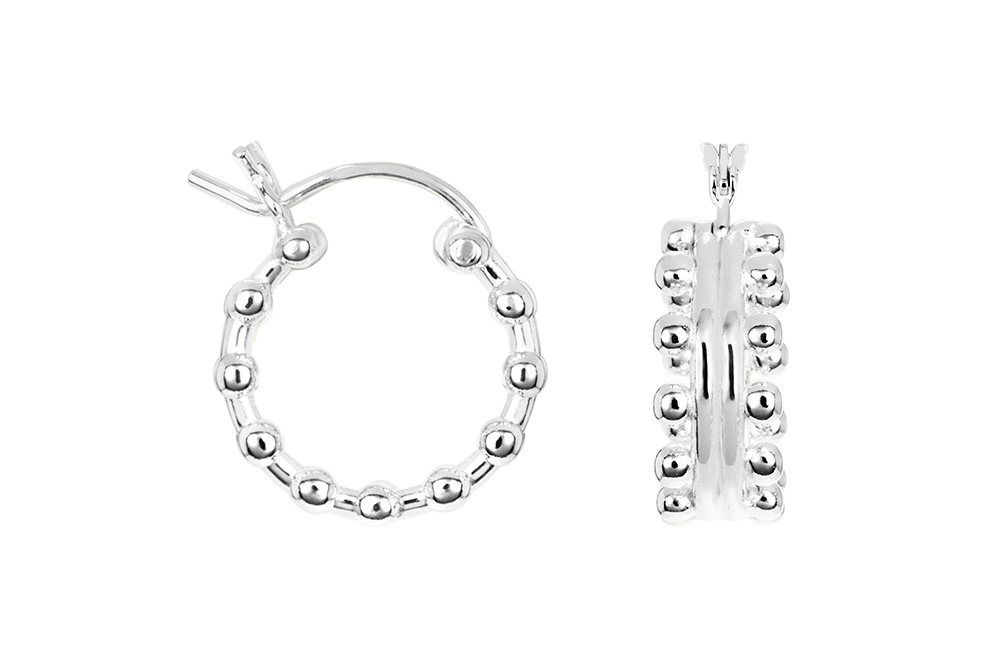 Sterling silver hoop earring with 1.50mm beads