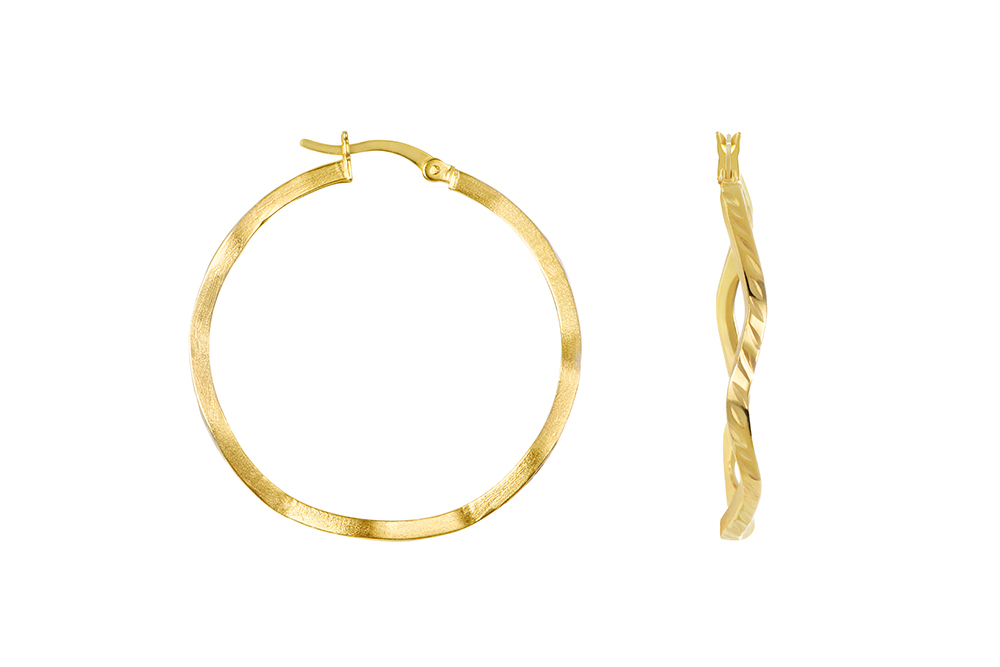 Pendiente plata 925 aro irregular con dibujo