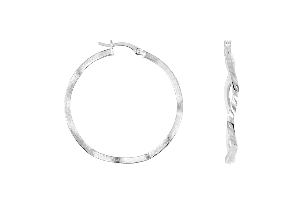 Pendiente plata 925 aro irregular con dibujo
