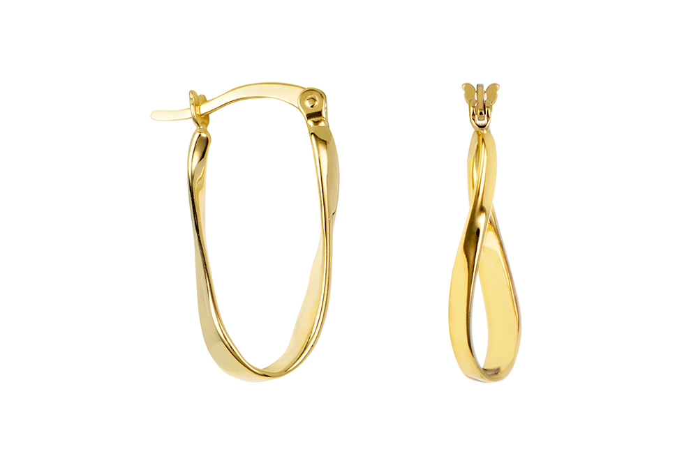 Pendiente plata 925 aro cinta con torsión de medio giro