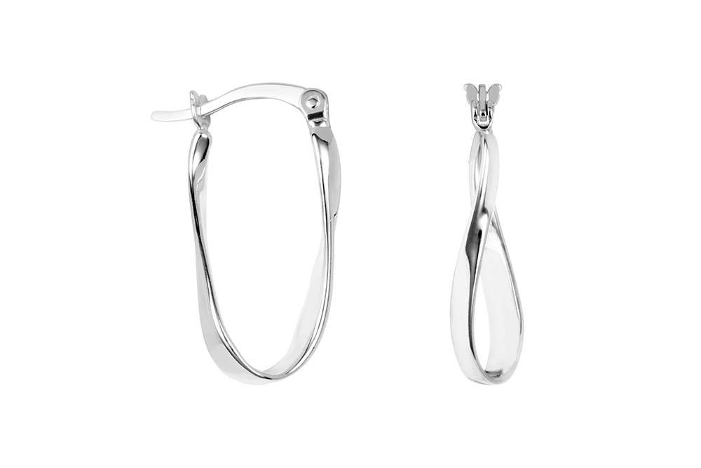 Sterling silver 925 half-twist ribbon hoop earring