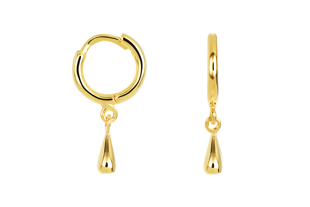 Sterling silver with mini teardrop 8x3mm hoop earring