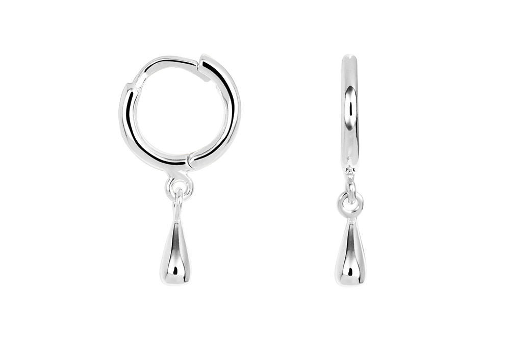 Pendiente plata 925 aro con mini gota 8x3mm