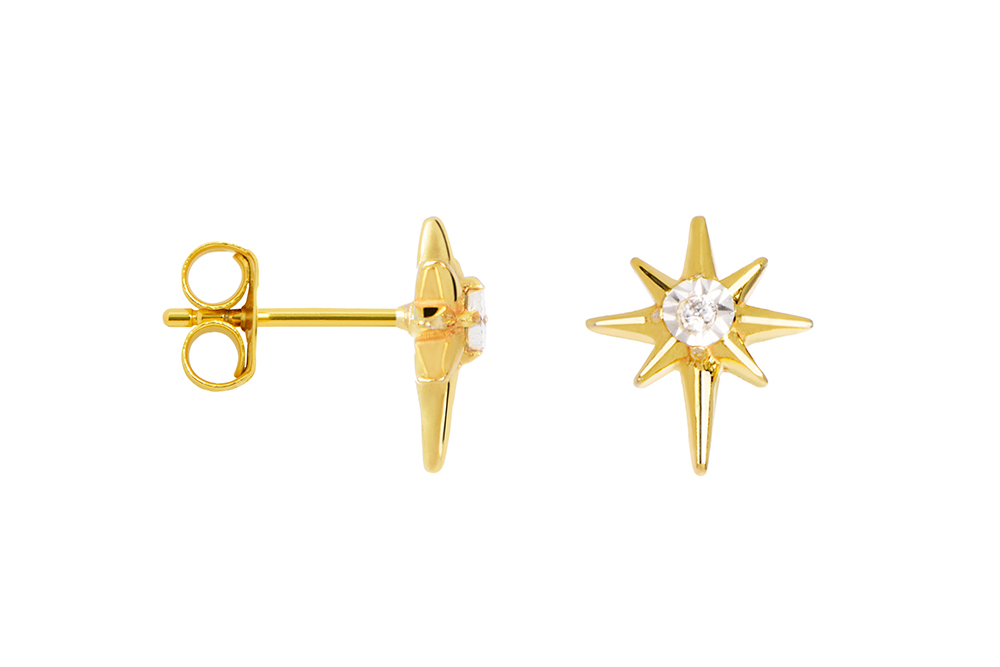 [17824EZBLDO] Sterling silver compass rose earring (Gold plated)