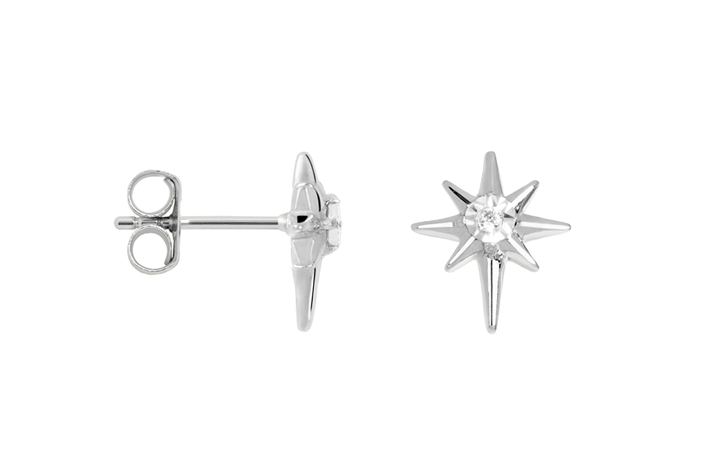 Pendiente plata 925 rosa de los vientos