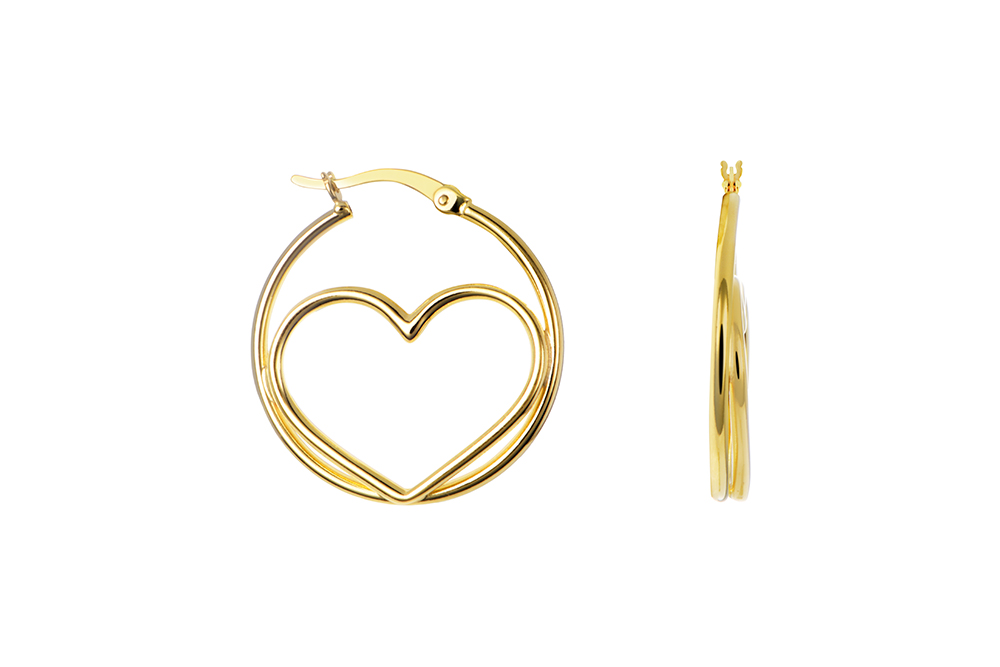 Sterling silver heart hoop earring