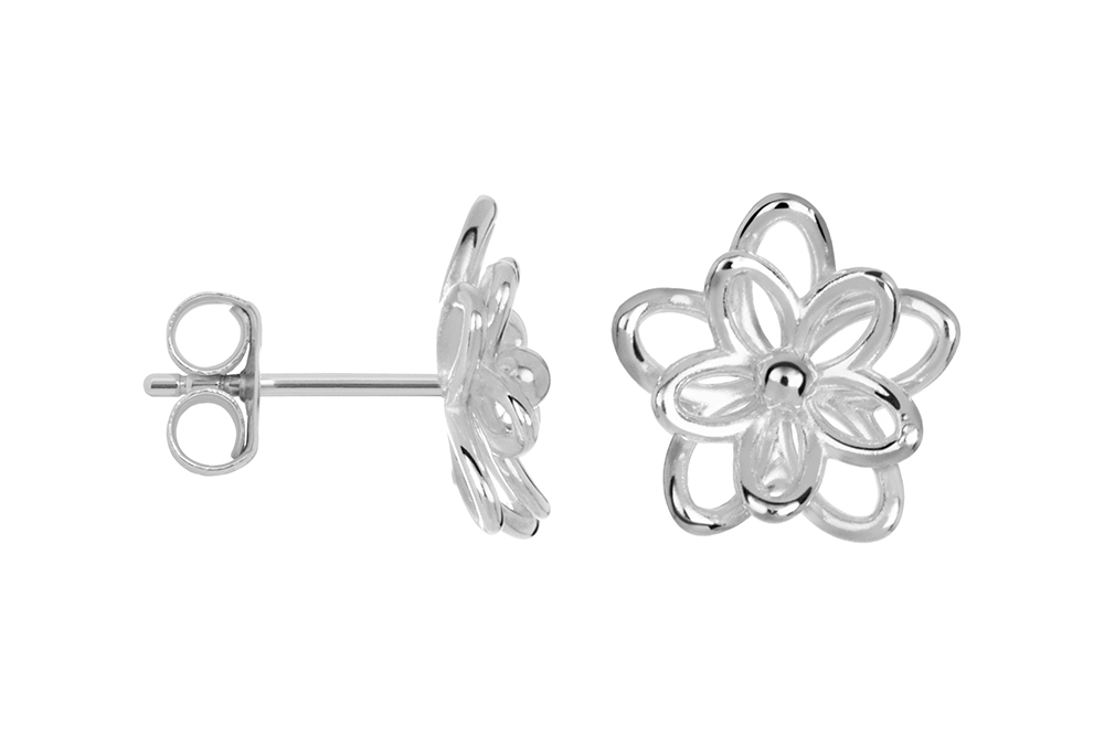 [17836EPL] Pendiente plata 925 flor (Plata)