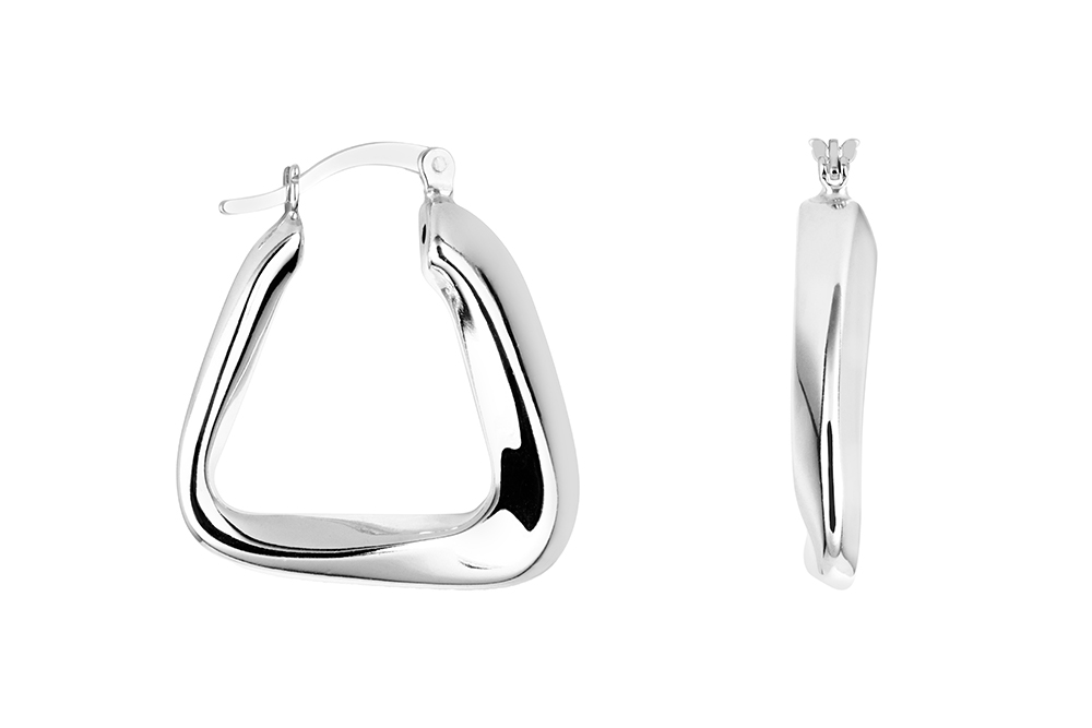 Pendiente plata 925 aro triangular irregular