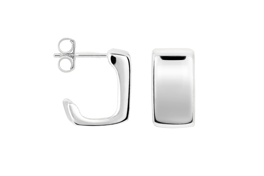 Sterling silver open squared hoop earring