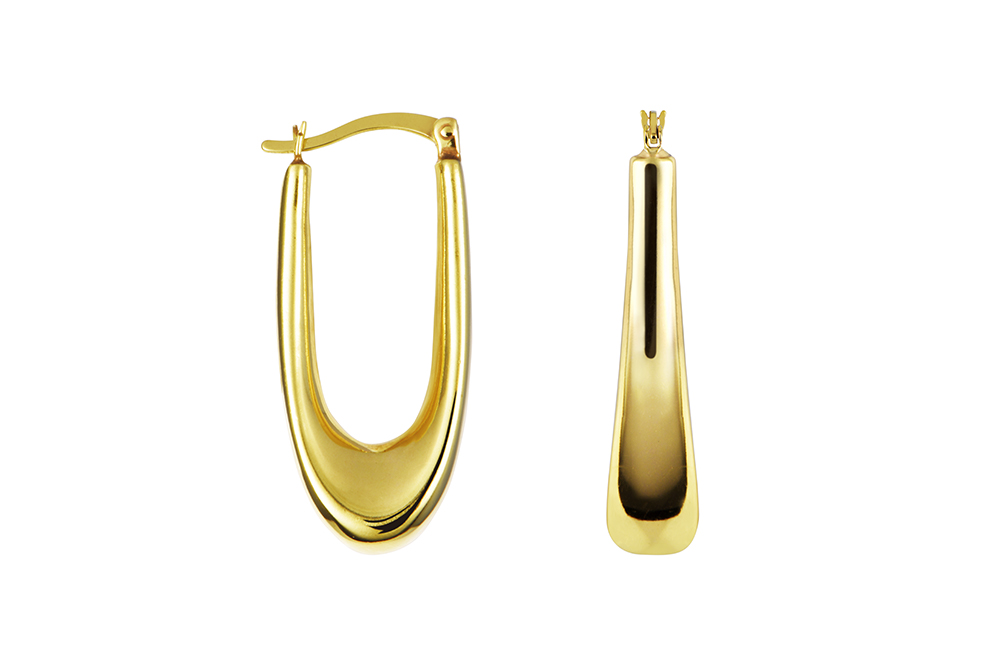 Sterling silver long hoop earring