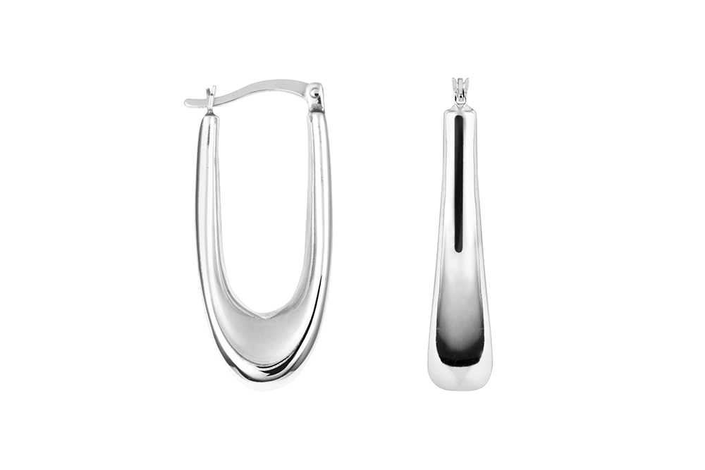 Sterling silver long hoop earring