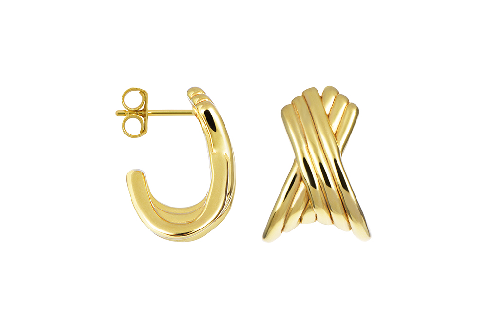 Sterling silver crossed earring