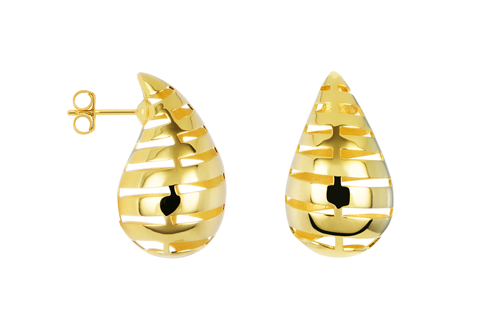 Sterling silver 3d hollow drop earring