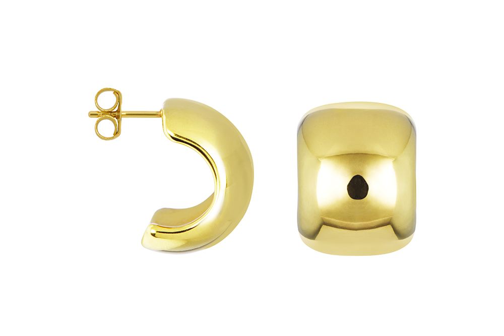 Sterling silver electroform half-hoop earring