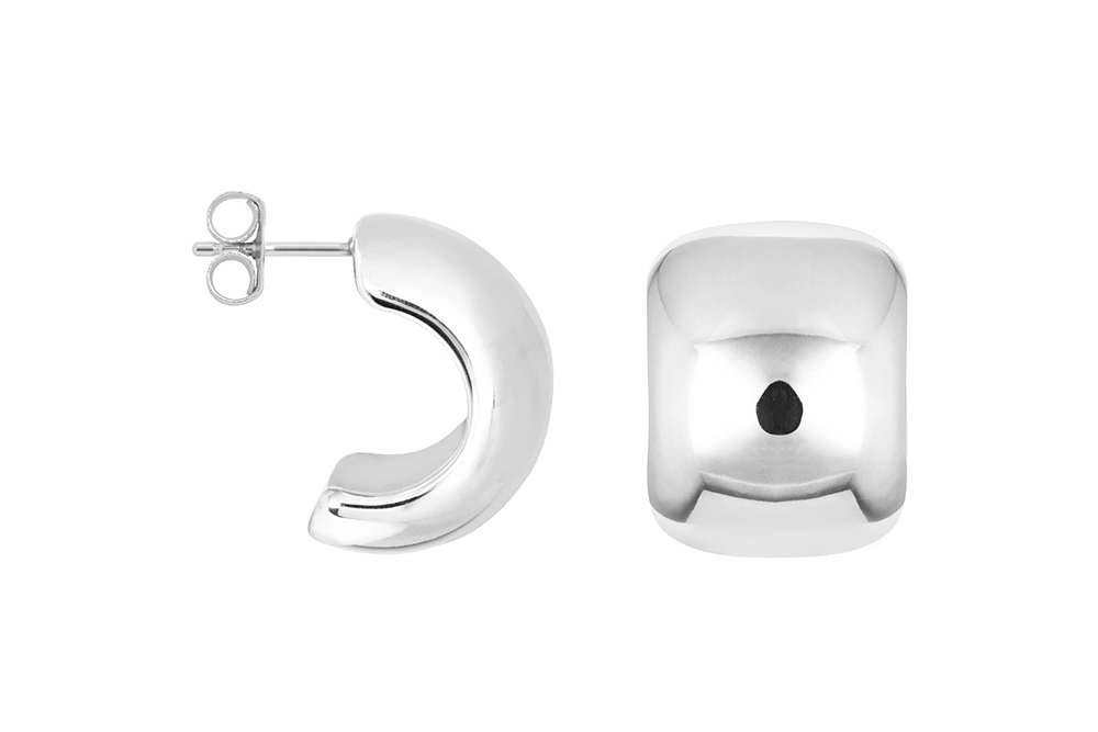 Sterling silver electroform half-hoop earring