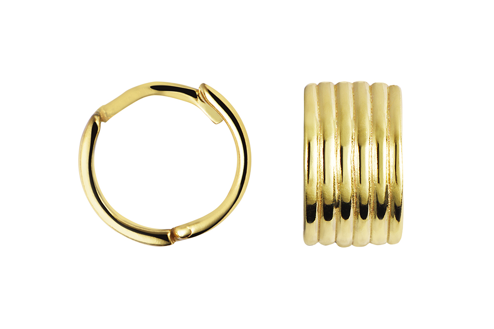 Sterling silver ribbed hoop earring