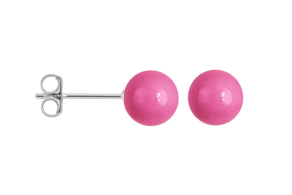 Sterling silver 4mm enamel ball earring