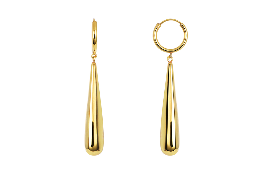 Sterling silver with drop 44x9mm hoop earring