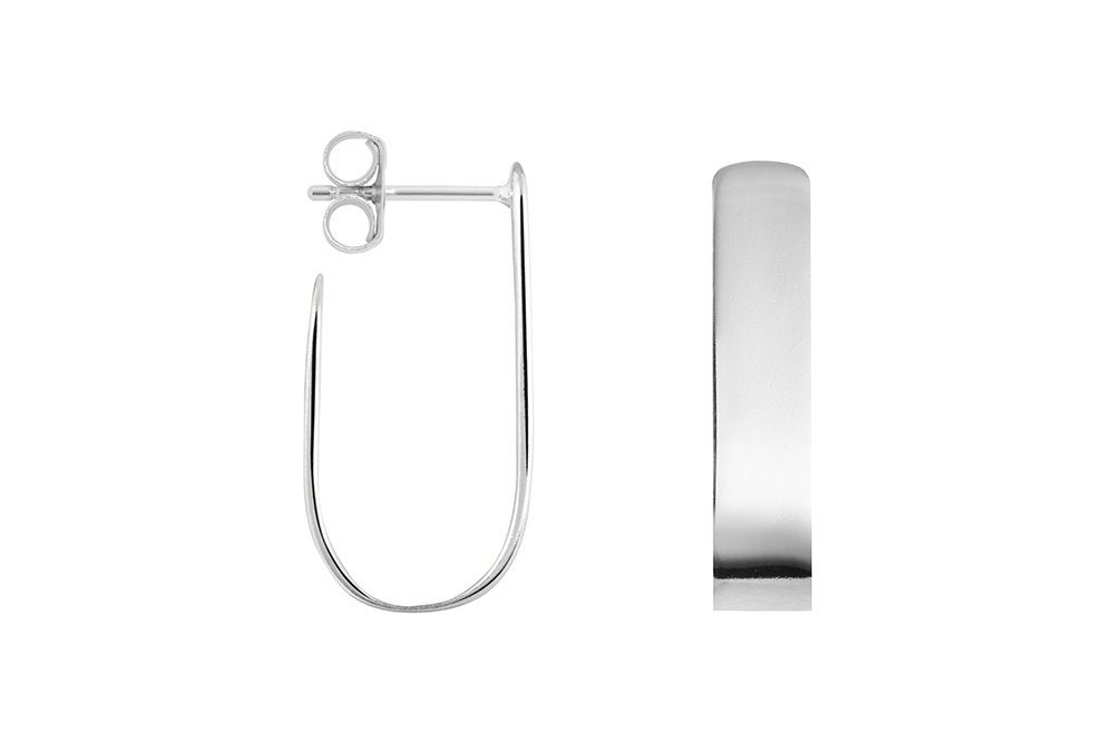 Sterling silver rectangular flat "j" earring