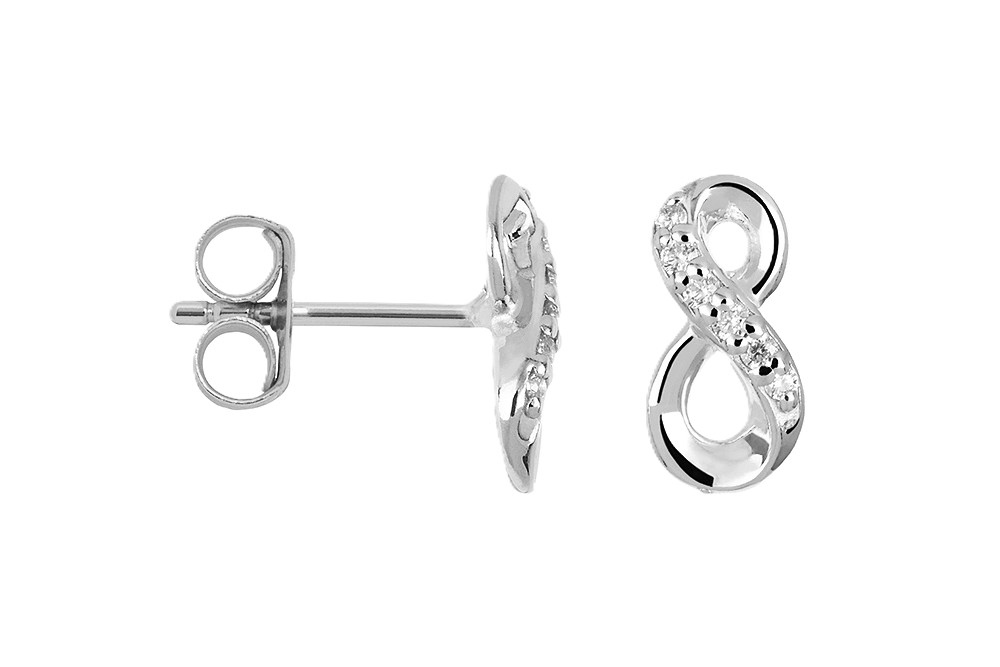 Sterling silver infinity symbol with zirconia earring