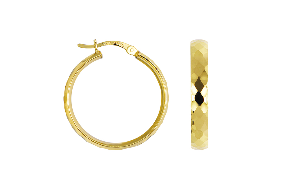 Sterling silver faceted hoop earring
