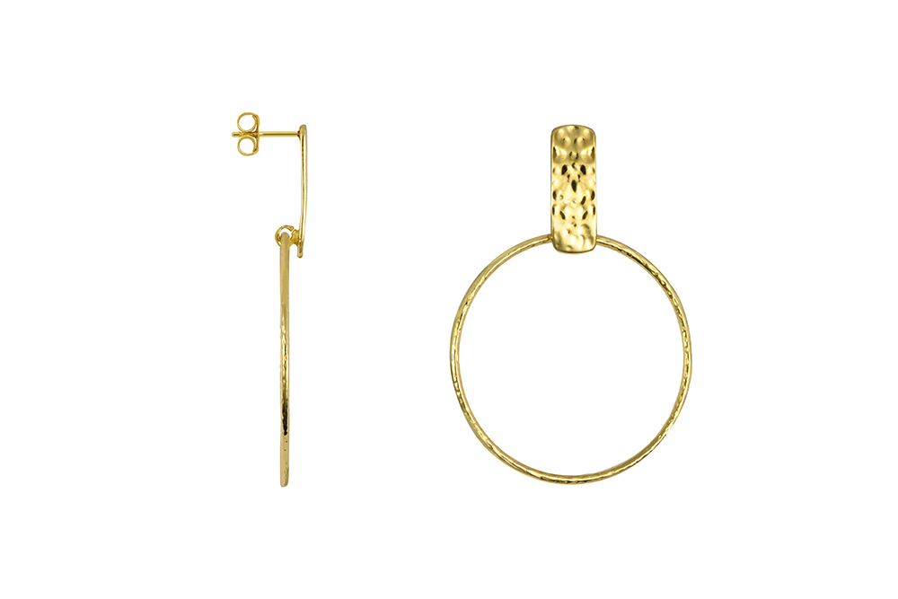 Sterling silver 18x7mm plaque and 35mm hoop earring