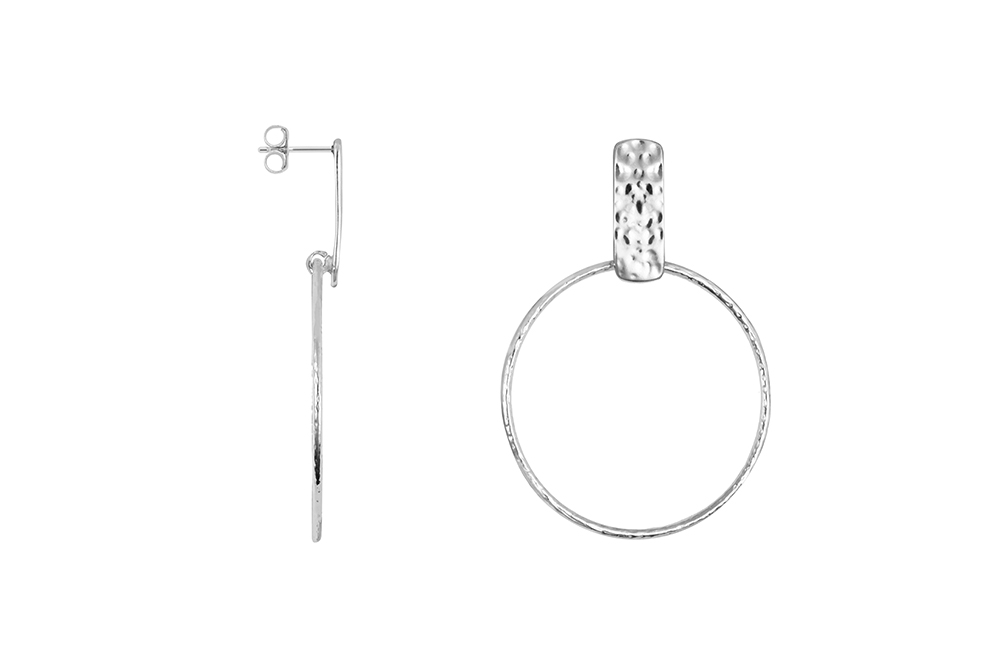 [17924EHAPL] Sterling silver 18x7mm plaque and 35mm hoop earring (Sterling silver)