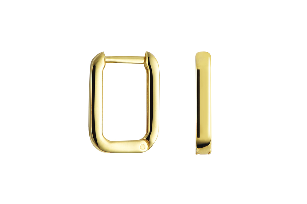 Sterling silver rectangular hoop with 2x3mm square tube earring