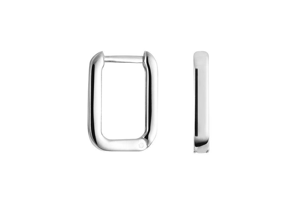 [17985EPL] Sterling silver rectangular hoop with 2x3mm square tube earring (Sterling silver)