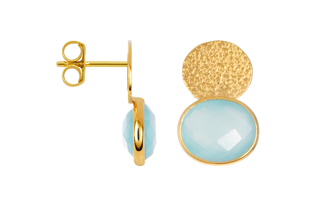 Pendiente plata 925 piedra ovalada 9x11mm con placa 10x8mm picada