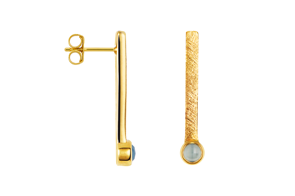 Sterling silver semiprecious stones long earring