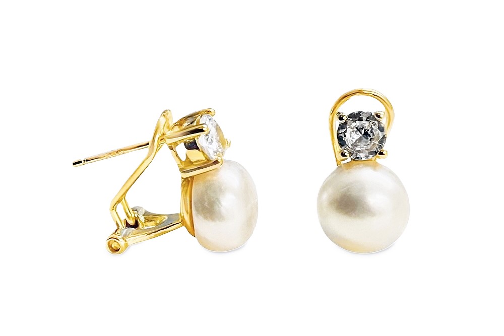 [18035EZPBLDO] Sterling silver toi et moi earring (Gold plated)
