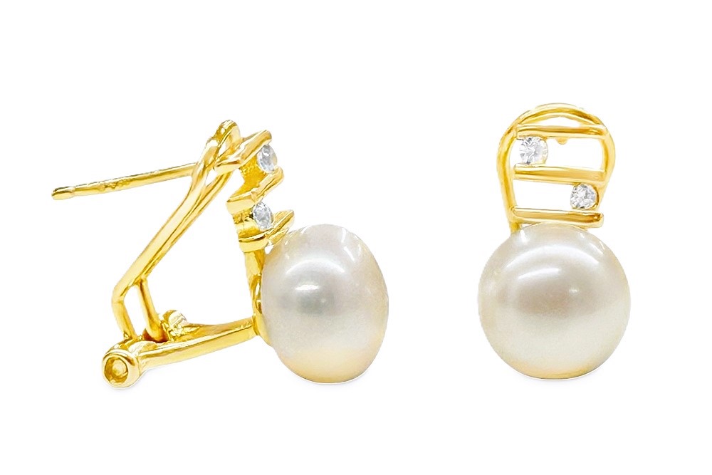 Sterling silver toi et moi earring with cultured pearl