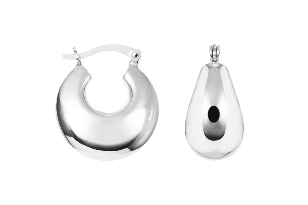 Sterling silver electroform hoop earring