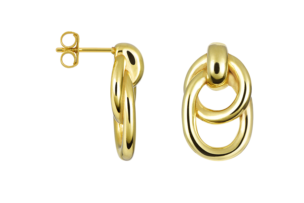 Sterling silver electroform two interlocked links earring