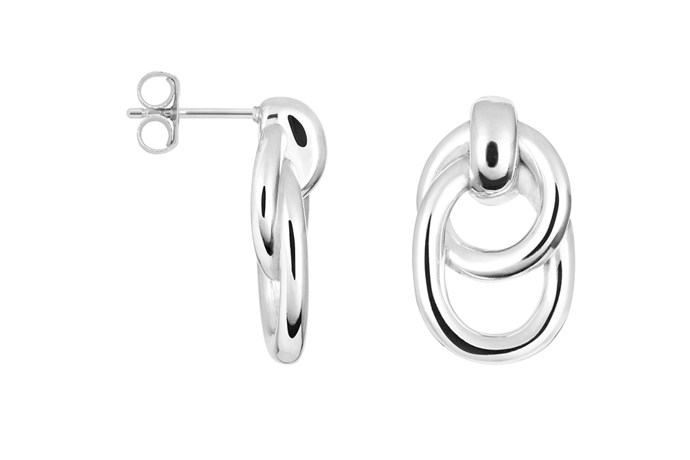 Pendiente plata 925 electroform dos eslabones entrelazados