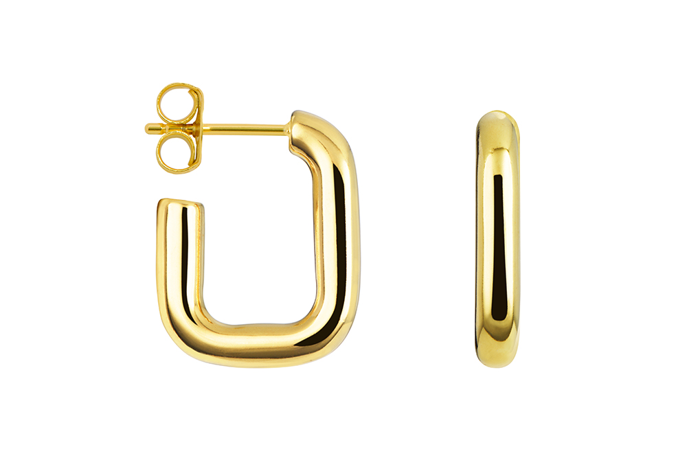 Sterling silver 4mm rectangular hoop electroform hollow tube earring