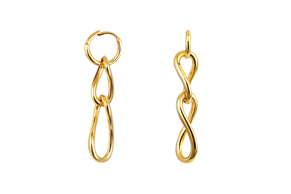 Sterling silver hoop earring with two half-twist interlocked links