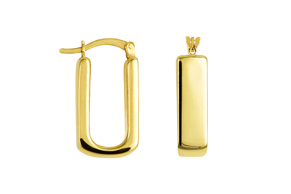 Terling silver 6x2mm rectangular tube electroform hoop earring