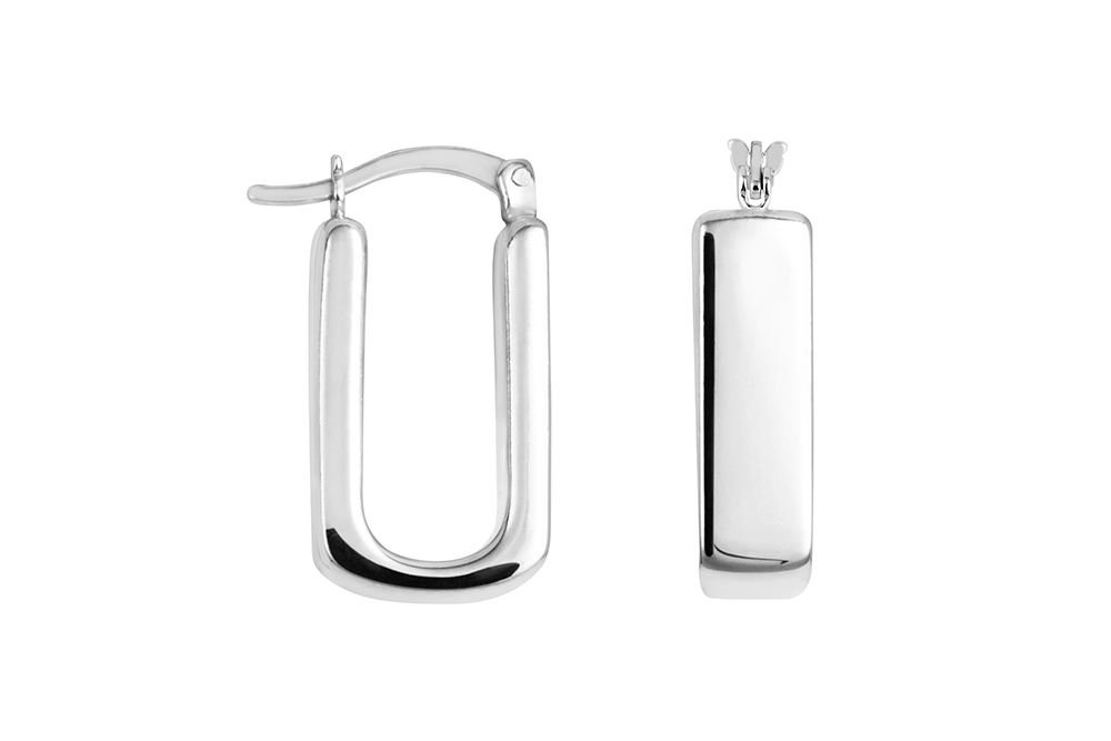Terling silver 6x2mm rectangular tube electroform hoop earring