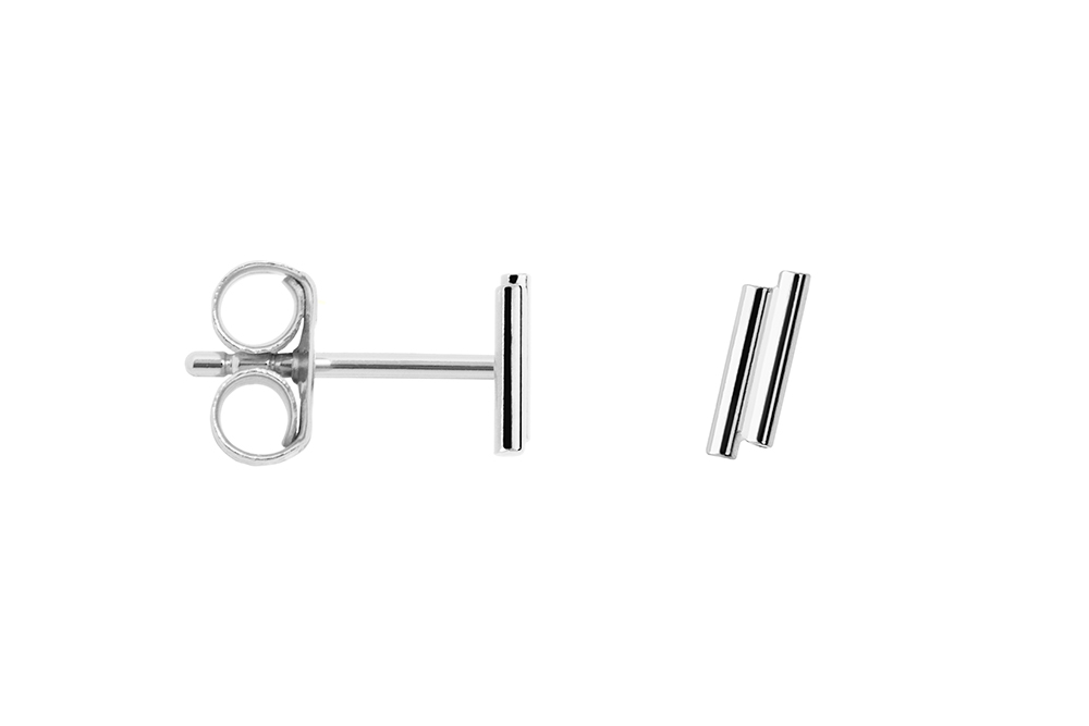 [18191EPL] Sterling silver two 5x1mm sticks earring (Sterling silver)