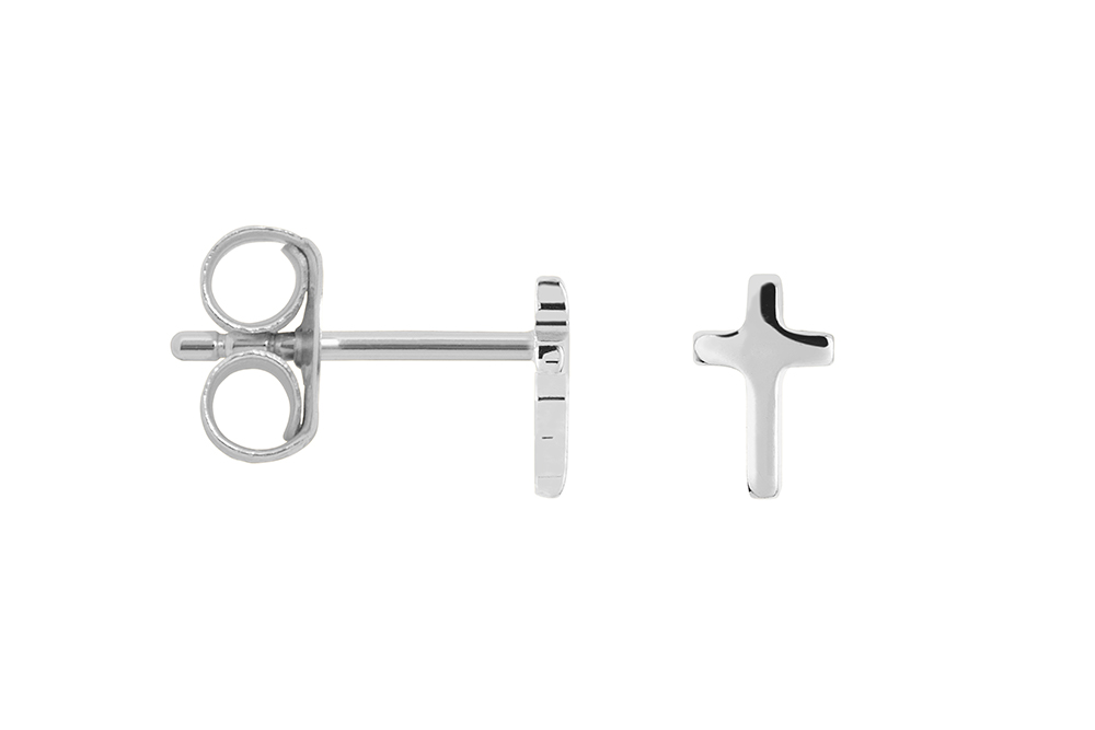 Sterling silver 6x4mm mini cross earring