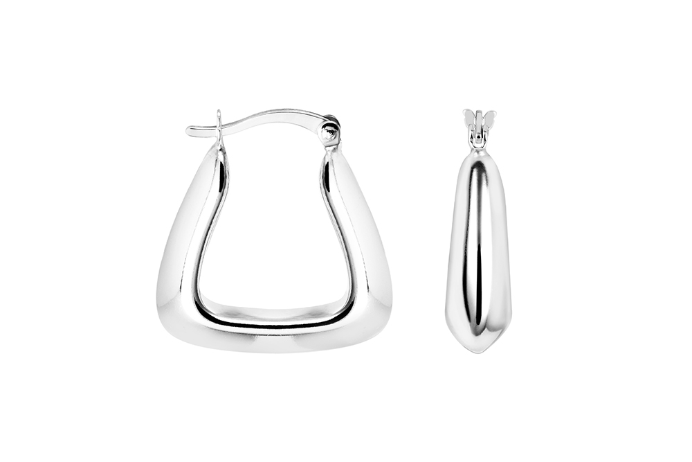 [18195EPL] Sterling silver irregular hoop earring (Sterling silver)