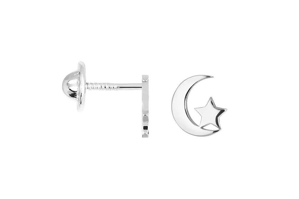 Pendiente plata 925 luna con estrella
