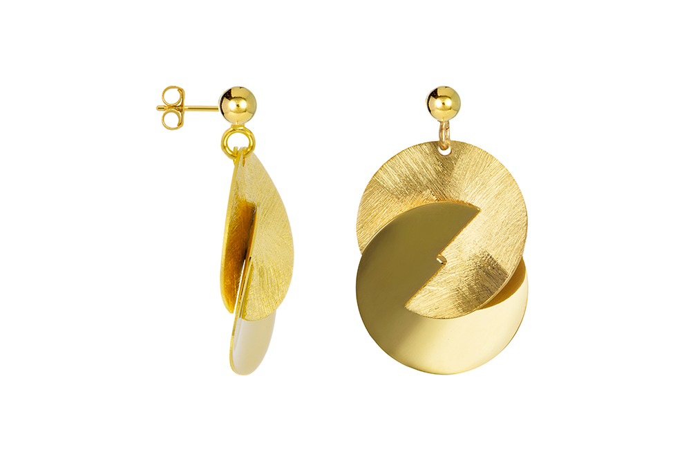 Sterling silver interlocked double circles with 4mm bead earring