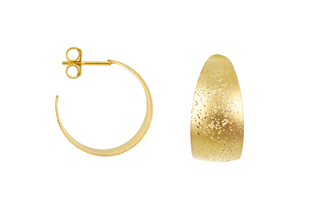 Sterling silver diamond-cut hoop earring