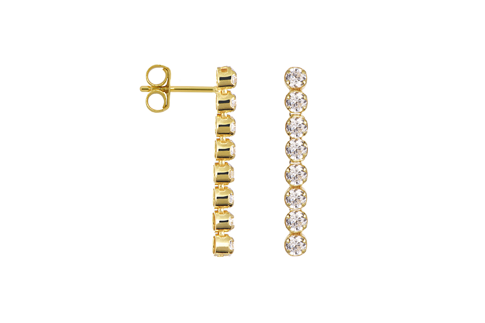 [18267EZBLDO] Pendiente plata 925 tipo riviere de zirconita de 2mm (Oro)