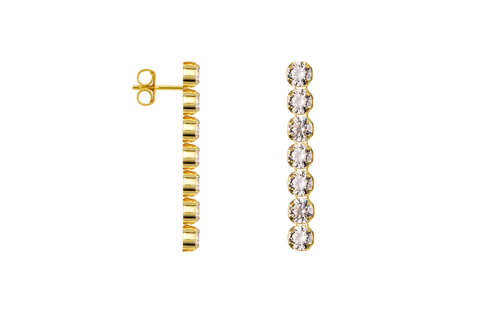 [18268EZBLDO] Pendiente plata 925 tipo riviere de zirconita de 3mm (Oro)
