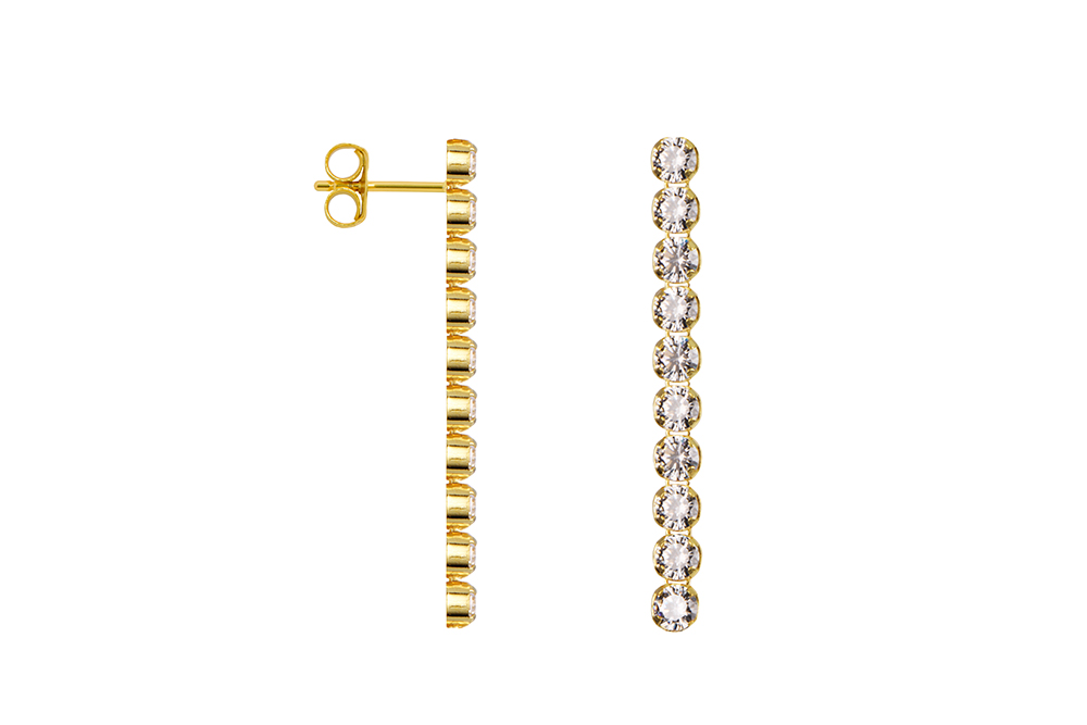 [18269EZBLDO] Pendiente plata 925 tipo riviere de zirconita de 3mm (Oro)